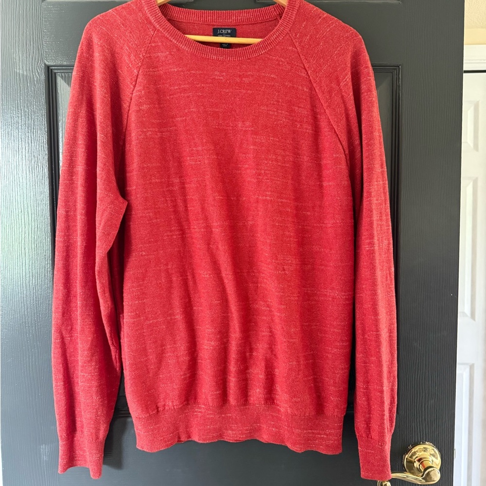 J. Crew Men’s Red Crewneck Sweater Classic Knit Size Large